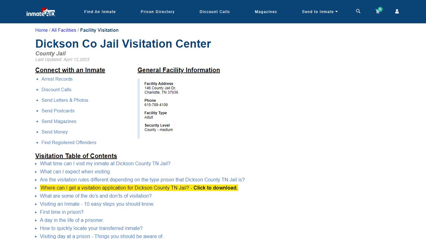 Dickson County TN Jail | Visitation, dress code & visiting hours